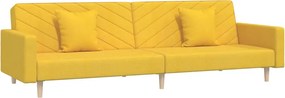 vidaXL Canapea extensibilă cu 2 locuri, 2 perne, galben, textil