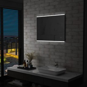 vidaXL Oglindă cu led de perete de baie cu senzor tactil, 80 x 60 cm