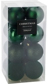 Set de 16 ornamente de Crăciun Festive Sparkles,verde, diametru 8 cm, plastic, diam. 8 cm