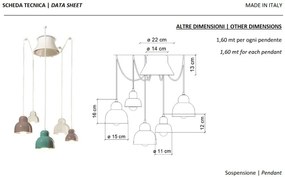 Lustra cu 5 pendule design italian realizat manual din ceramica BERIMBAU Mix