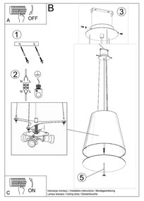 Lustră neagră cu abajur din sticlă ø 50 cm Tresco - Nice Lamps