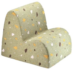 Fotoliu de copii verde cu tapițerie din țesătură bouclé/cu tapițerie din chenille Terrazzo Cloud – Wigiwama