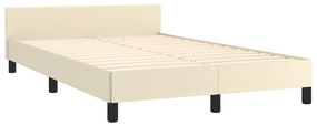 Cadru de pat cu tablie, crem, 120x200 cm, piele ecologica Crem, 120 x 200 cm, Design simplu