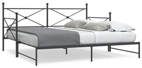 vidaXL Pat de zi cu șufer fără saltea Negru 100x190 cm Oțel