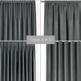 Draperie gri închis dimout (semi-opacă) din catifea 200x250 cm Velto – Filumi