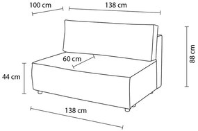 Modul pentru canapea gri închis cu tapițerie din catifea reiată (de mijloc) Nihad modular – Bobochic Paris