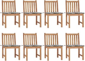 vidaXL Scaune de grădină cu pernă, 8 buc., lemn masiv de tec