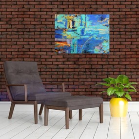 Tablou pe sticlă - pictură abstractă în ulei (70x50 cm)