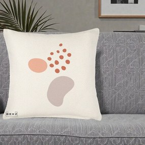 Perna Decorativa Abstract Forme Organice Pastel, 40x40 cm, Crem Reliefat, Husa Detasabila, Perna Inclusa, BEKZ®