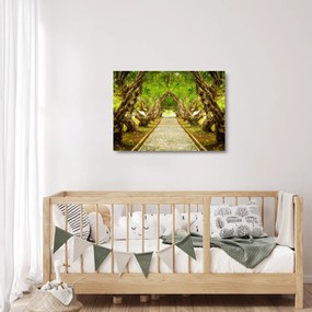 Tablou pe sticlă - Tunel viu din plumeria (70x50 cm)