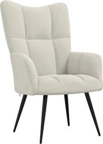 vidaXL Scaun de relaxare, alb crem, catifea