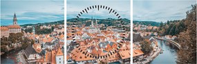 Tablou - Krumlov din Cehia (cu ceas) (90x30 cm)