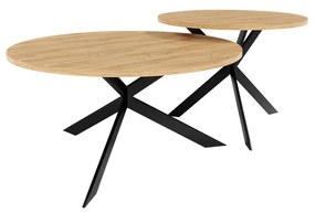 Set 2 măsuțe cafea Rokelas (Stejar craft auriu + Negru) . 1105877