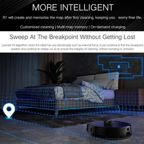 Aspirator roboti Xiaomi LYDSTO R1 Pro, 50W, Li-ion 5200 mAh, 3000 Pa, Wi-Fi, Umed / uscat, Autogolire, Autonomie pana la 200 min, Alb