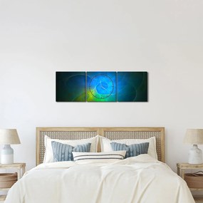 Tablou cu abstracțiune albastră (cu ceas) (90x30 cm)