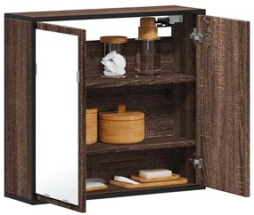 vidaXL Dulap de baie cu oglindă stejar maro 65x20x60 cm lemn compozit