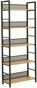 Etajera RAW R5, stejar/negru, PAL laminat/metal, 60x28x154 cm