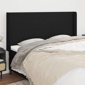 vidaXL Tăblie de pat cu aripioare, negru, 163x16x118/128 cm, textil