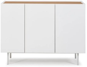 Comodă albă joasă cu aspect de lemn de stejar 110x85 cm Arista – Teulat