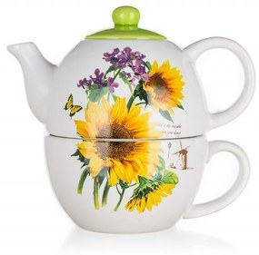 Ceainic ceramic cu farfurioară Banquet SUNFLOWER