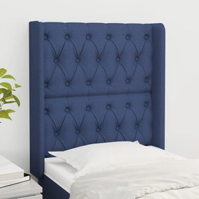 3119896 vidaXL Tăblie de pat cu aripioare, albastru, 83x16x118/128 cm, textil