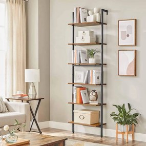Etajera Multifunctionala Tip Scara, Maro / Negru, PAL Melaminat, Vasagle, LLS103B01
