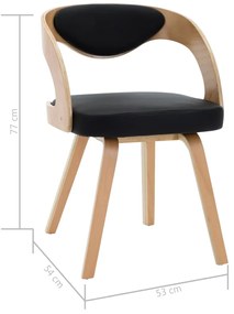 Scaune de bucatarie 6 buc. negru lemn curbat  piele ecologica 6, black and light brown