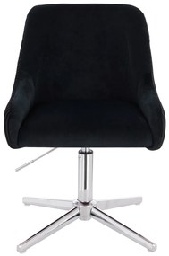 HR920CROSS Scaun Neagră din Catifea cu Bază Cromata