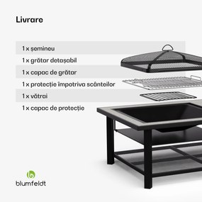 Merano Avanzato L șemineu 3 în 1 cu funcție grill, poate fi folosit ca masă 122 x 87 cm