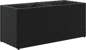 vidaXL Jardinieră grădină cu 2 ghivece, negru, 72x30x32 cm poliratan