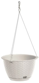 Ghiveci decorativ cu lant, rotund, alb, 24.3x16 cm, Ratolla Round WS