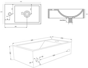 Chiuvetă mică pentru WC gri deschis din beton 40x22 cm Crest – Sapho