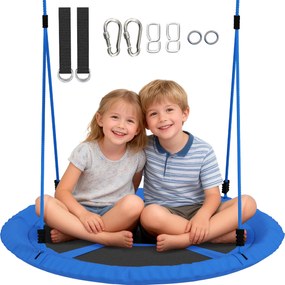 AIYAPLAY Leagăn tip cuib, leagăn pentru 2 copii cu corzi reglabile pe înălțime, șezut rotund Ø 80 cm, albastru | Aosom Romania