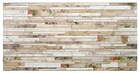 Panou decorativ, PVC, model piatra 3D, flori roz, 96x48.5cm