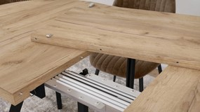Mazzoni Masă ovală extensibilă EXPANSO Stejar Craft Auriu / picioare negre