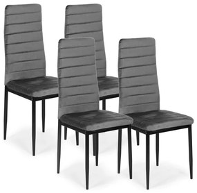 Set de 4 scaune elegante din catifea gri