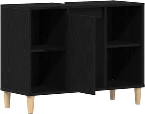 vidaXL Dulap chiuvetă, stejar negru, 80x33x60 cm, lemn stratificat