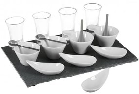 Set servire aperitiv Ardoise, portelan, piatra, 32 x 22 x 9,8 cm