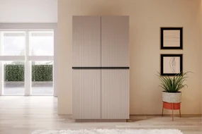 Dulap Nicole dormitor 100 cm - MDF roz antic / mânere negre
