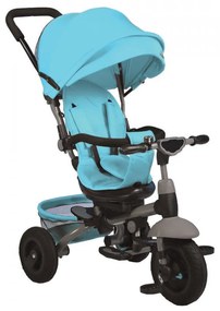 Tricicleta cu copertina detasabila NOVOKIDS™ King Trike , Cu sonerie si melodii, Roti gonflabile din cauciuc, Pozitie somn, Pedale si maner pentru