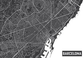 Fototapet - Harta Barcelonei (254x184 cm)