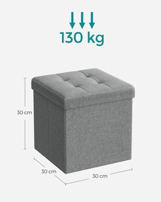 Taburet cu spatiu de depozitare OTTOMAN 30x30 cm, gri
