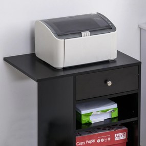 Vinsetto Mobilă Imprimantă Lemn cu Sertar și 2 Etajere, Design Compact, 60x40x68.5cm, Negru | Aosom Romania