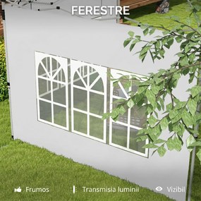Outsunny Panouri Laterale pentru Foisor cu Fereastra pentru Foisor Pliabil de 3x3(m) sau 3x4m, 2 Bucati de Rezerva Laterale, Alb | Aosom Romania