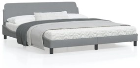 373225 vidaXL Cadru de pat cu tăblie, gri deschis, 180x200 cm, textil