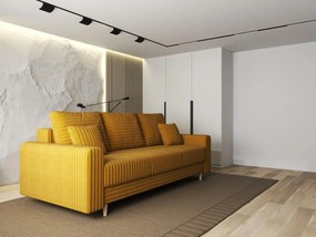 Canapea extensibilă dumonde cu ladă de depozitare si sezut confortabil din spuma high-density, Kronos Ambience Mustar 210x100 cm