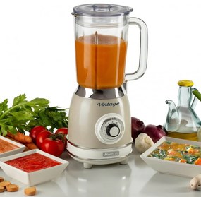Blender Ariete VINTAGE 2.0 0583/03, 1000W, 1.5 L, 4 lame, 4 viteze + pulse, Zdrobire gheata, Bej