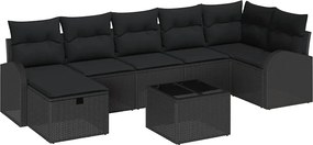 vidaXL Set de canapele pentru grădină cu pernă 8 pcs Negru Rattan poli