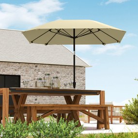 Outsunny Umbrelă de soare de 2,3 m fără bază, umbrelă de terasă reglabilă cu manivelă, poliester, aluminiu, fibră de sticlă, bej | Aosom Romania