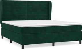 vidaXL Pat box spring cu saltea, verde închis, 160x200 cm, catifea